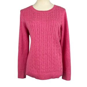 Talbots Cable Knit Sweater Pink Crew Neck Long Sleeveā Women's Size Large